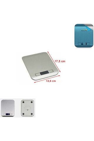Mutfak Tartısı Lcd Ekran Orta Boy Dijital Terazi Tartı 3 Kademeli: 1000-3000-5000gr/1gr Max: 5 Kg Gümüş