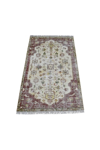 Zehra Abla Halı Vintage El Dokuma Benzersiz Eskitme İran Yün Halı 7465 Çok Renkli
