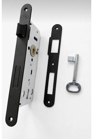 Mat Siyah Kare Rozetli Kilitli Kapı Kolu Oda Kapıları İçin Kilit Mekanizması Dahil - Sessiz Kilitli 40 Mm 23