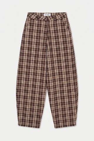 it's basic Kadın Kahve Ekose S6-14 Skater Fit Bol Kesim Pantolon