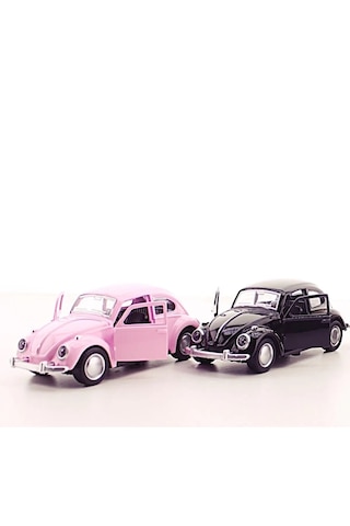 Mobgift 2'li Set Siyah Pembe Metal Vosvos Araba Büyük Boy 12cm