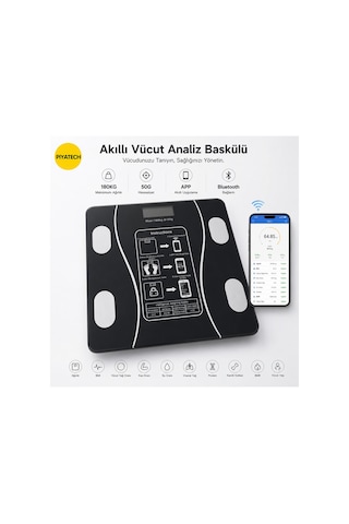 Akıllı Bluetooth Vücut Analiz Baskülü 180kg Hassas Dijital Tartı