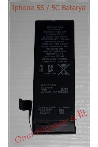 Apple Uyumlu iPhone 5S 5C 1510Mah 3.8V Batarya