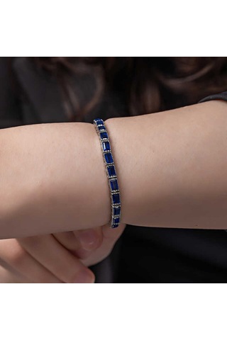 Blackcraft 925 Ayar Gümüş Mavi Taşlı Su Yolu Kadın Bileklik Bc-3593cc Renkli