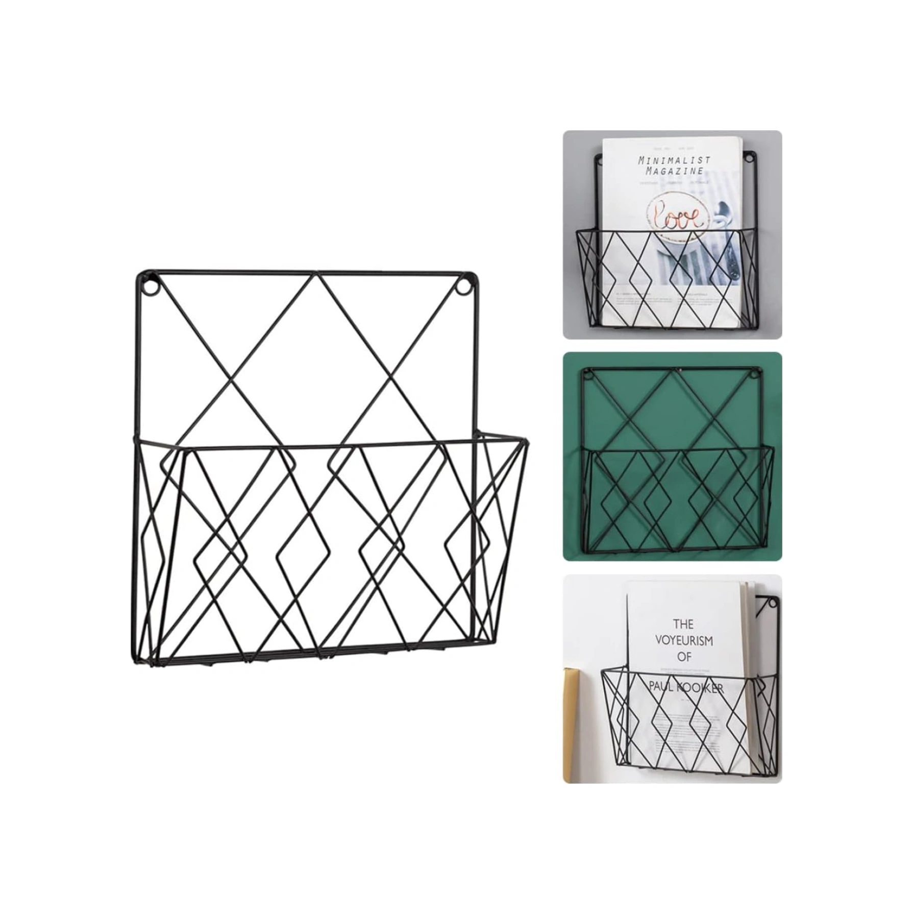 Yaleker Duvar Kurulu Demir Tel Dergi Depolama Rafı - Gazete, Dosya Düzenleyici Ve Duvar Dekorasyonu Siyah