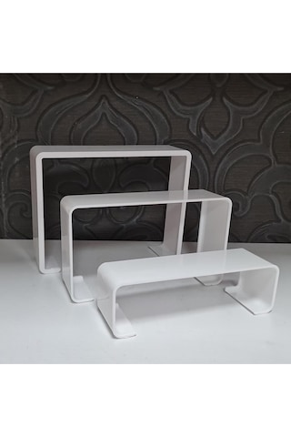 Ayakkabı Standı 3'lü Merdiven Set Kademeli Pleksi Beyaz