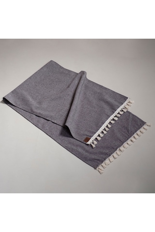 Vivamaison Kahverengi Düz Püsküllü Pamuk Kumaş 45X150 CM Runner