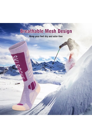 Geeksen Kadın Bisiklet Çorapları Mor M Beden - Kayak Ve Kış Sporları İçin Nem Tutmayan, Nefesli Ve Kokusuz Tutucu Mor