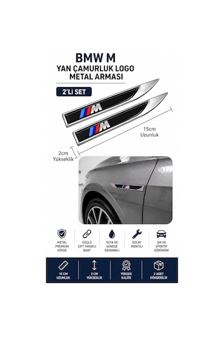 Bmw M Metal Damla Desen Çamurluk Yan Çıtası Logo Amblem 2 Li Set