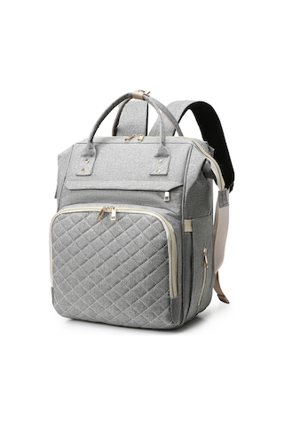 Hangfox Unisex Çift Omuzlu Bebek Çantası, Isı Yalıtımlı Biberon Cepler, Bebek Arabasına Takılabilir, Usb Şarj Portu, Su Geçirmez Nilon, Halka Gri Gri