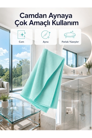 Shnstore 40x60 Mikrofiber Cam Temizlik Bezi İz Ve Tüy Bırakmayan Profesyonel Cam Silme Bezi Shntknd0720