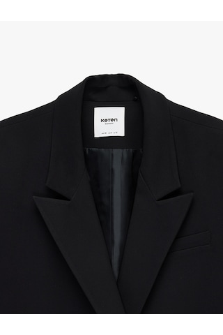Koton Kısa Kollu Düğmeli Cep Detaylı Kruvaze Yaka Blazer Ceket Siyah 6sak50143uw