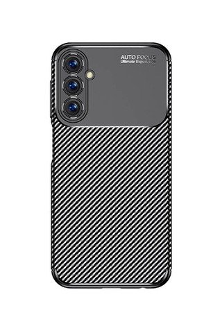 Samsung Uyumlu Galaxy A25 Kılıf Karbon Görünümlü Silikon Kamera Korumalı Üstün Koruma Cherena Siyah