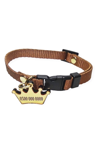 İsimli Kedi Tasması , Kedi İsimlik , İsme Özel Tasma , Kahverengi