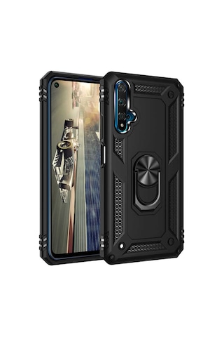 Huawei Nova 5T Kılıf Zore Vega Yüzüklü Standlı Zırh Kılıf