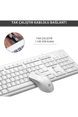 Lecoo CM101 USB Kablolu Türkçe Q Klavye & Mouse Set
