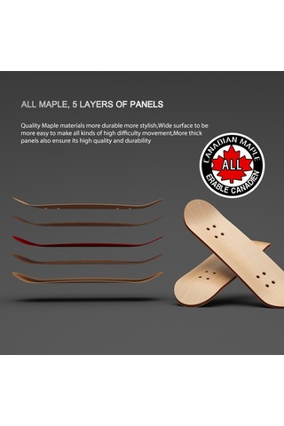 Aubyhe Finger Skateboard Profesyonel, Beş Katlı Ahşap, Allüminyum Tekerlekler Rulmanlı , Sahnelerde Sallanabilir, Oyuncak - Siyah Tekerlekler