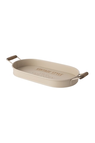 Mudo Home Vetra Oval Tepsi Bej 44x22 Cm