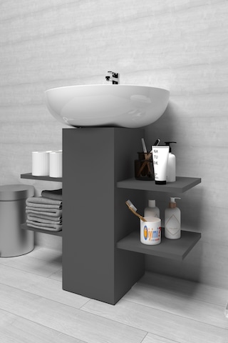 İyimi Modern Raflı Lavabo Altı Banyo Dolabı Banyo Düzenleyici Gri