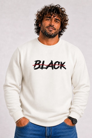 Starbattal Erkek Büyük Beden Sıfır Yaka 3ip Sweat Black 24202 Ekru-2852