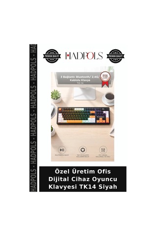 Özel Üretim Ofis Dijital Cihaz Oyuncu Klavyesi Tk14 Siyah
