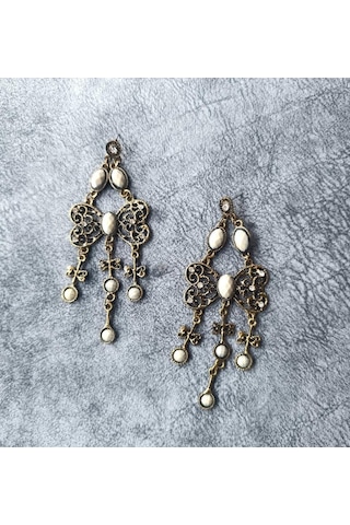 Küpe Otantik Kelebek Eskitme Swaroski Taşlı Vintage Sallantılı Küpe Kadın Takı Hediye Çok Renkli