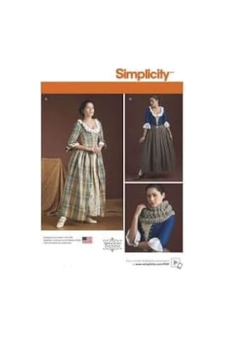 Simplicity Desen 8161 Misses &apos 18. Yüzyılda Kostüm Kesim Deseni, Beyaz, Beden R5 Açık Mavi
