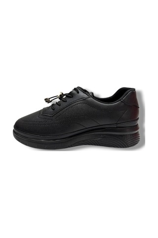 C-shoes 3428-26 Cilt Deri Anatomik Bağcıklı Kadın Comfort Ayakkabı 38-40 Siyah