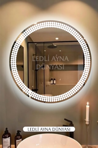 70 Cm Beyaz Işıklı Duvar Banyo Antre Makyaj Ledli Ayna Beyaz - Gümüş