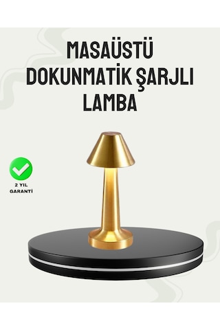 Kablosuz Led Masa Lambası 1800mah 3 Renk Aydınlatma Dokunmatik Sarı