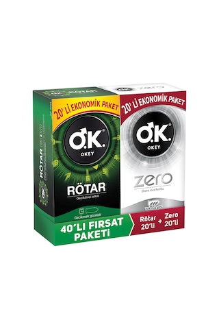 Okey Rötar Prezervatif 20'li + Zero Prezervatif 20'li