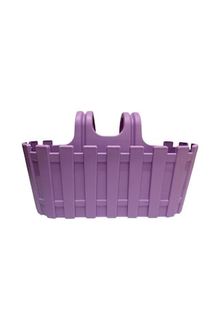 Mor Plastik Balkon Saksısı, Çit Desenli, Askılı Çiçeklik, Dekoratif Saksı 28x12 Diğer