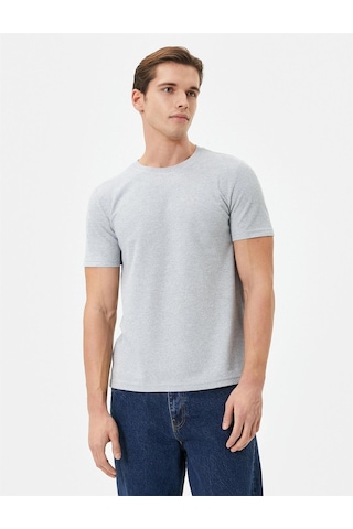 Koton 4sam10279hk 031 Gri Erkek Jersey Kısa Kollu Basic T-shirt Gri