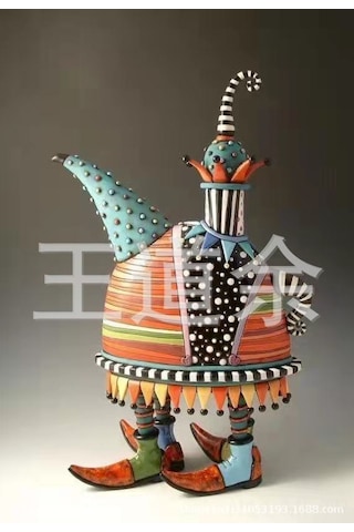 Mufunye Ev Dekorasyonu İçin Renkli Resin Çaydanlık Figürü - Ev İçi Masaüstü Dekoratif Heykel Ve Dekorasyon Parçası Renkli