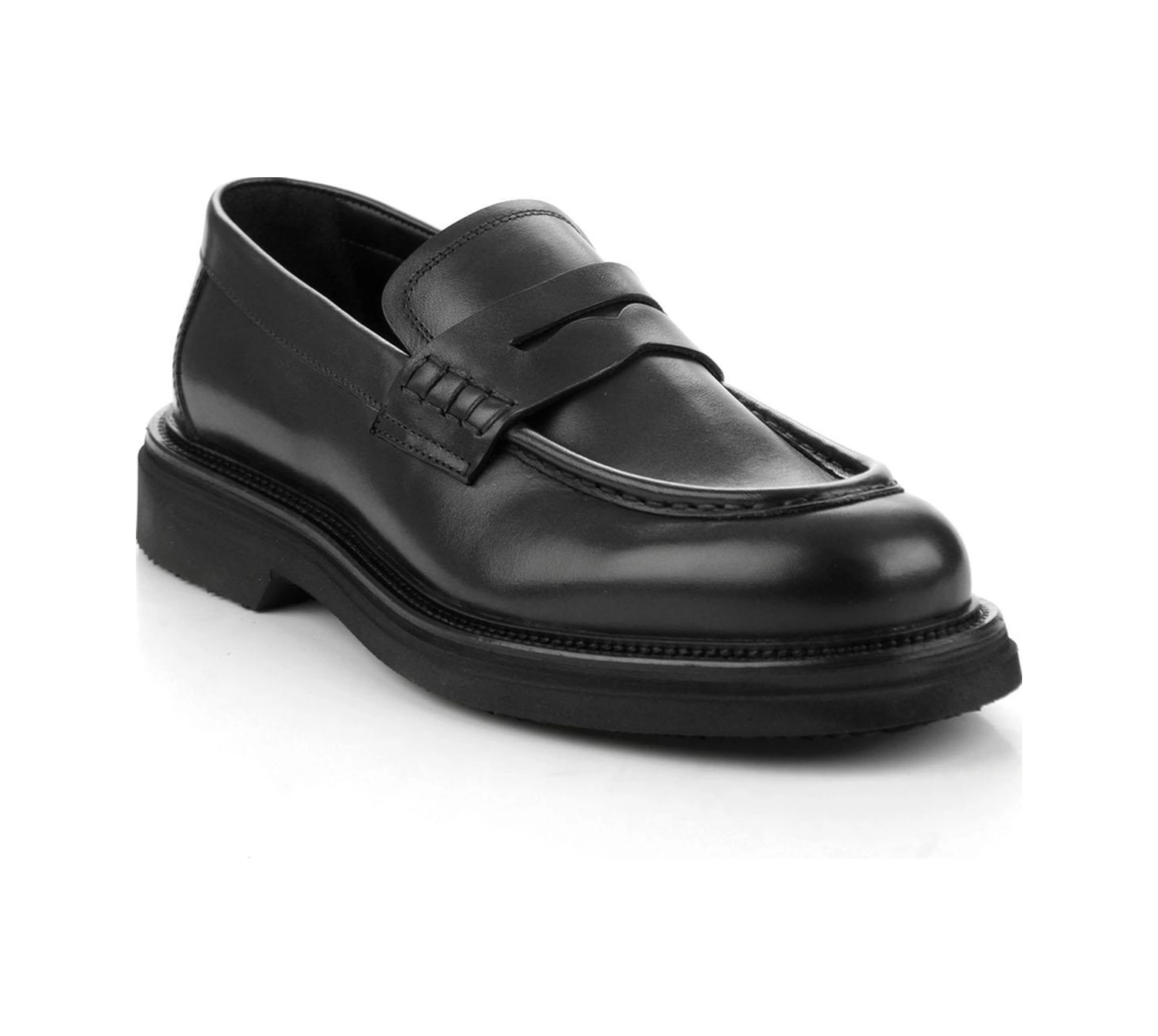 Bambi Siyah Hakiki Deri Erkek Loafer Ayakkabı E01901495303 Siyah