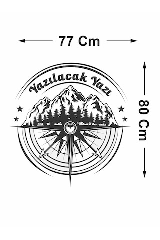 Kişiye Özel Pusula Dağ Orman Sticker - Araba Oto Motosiklet Karavan Cam Sticker - 00081 80 Cm