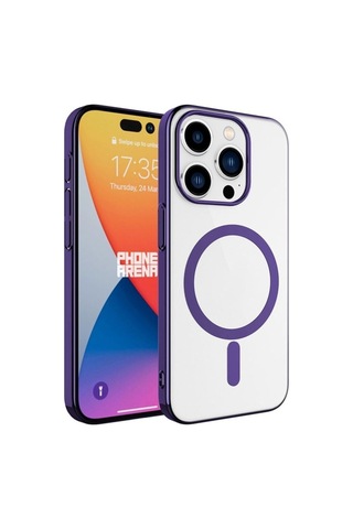 Apple Uyumlu iPhone 15 Pro Max Kılıf Zore Wireless Şarj Özellikli Pixel M-safe Kapak Derin Mor