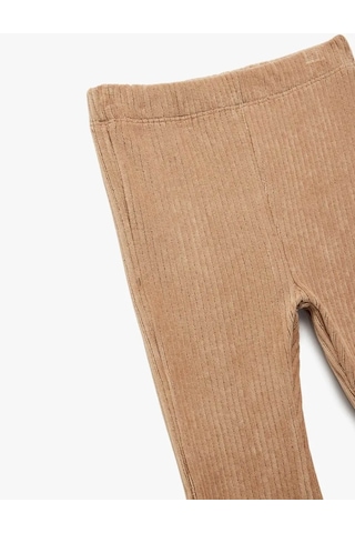 Koton Beli Lastikli Basic İspanyol Paça Kadife Kahverengi Kız Bebek Tayt 6wmg40075ak Kahverengi