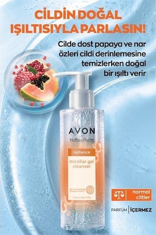 Avon Nutra Effects Radiance Micellar Yüz Temizleme Jeli 195 ML