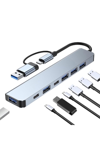 Microcase AL4615 Type C To USB 3.0 7 İn1 Port Çoğaltıcı Hub Adaptör