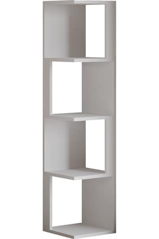 Herry Köşe Kitaplık Dekoratif Raf Ünitesi, Modern Kütüphane Beyaz