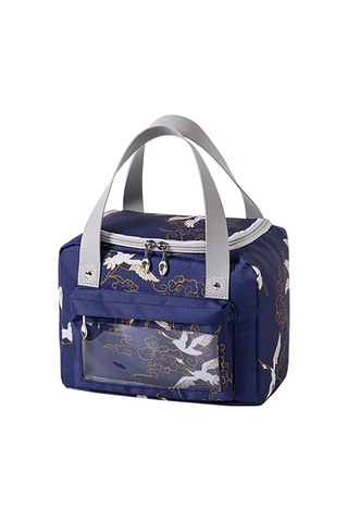 Cbtx Yalıtımlı Öğle Yemeği Çantası Polyester Açık Hava Piknik Kamp Yiyecek Saklama Çantası Çanta - Lacivert + Vinç Lacivert