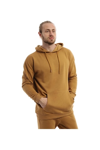 Erkek Kapüşonlu Kanguru Cepli Sweatshirt Kahverengi