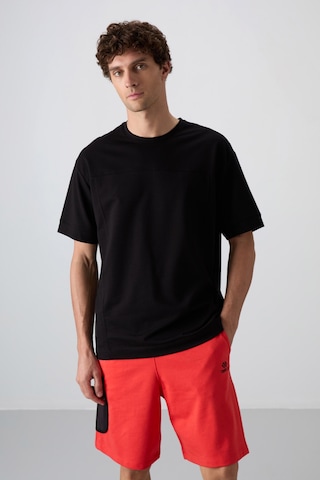 Tommy Life Siyah Pamuklu Kalın Yumuşak Dokulu Oversize Fit Basic Erkek T-shirt - 88349 Siyah