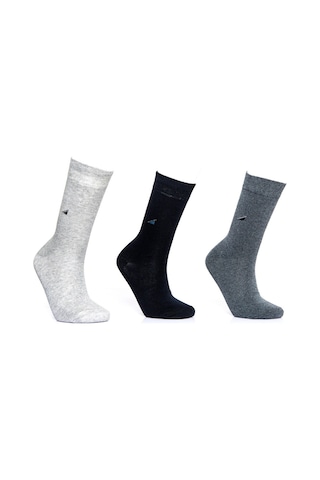 Erkek 12 Çift Pamuklu Küçük Arma Desen Asortili Çorap Soket Siyah