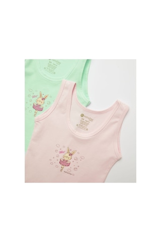 Natuline Kız Çocuk Sweet Rabbit Likralı 2'li Atlet 5001-2 Çok Renkli