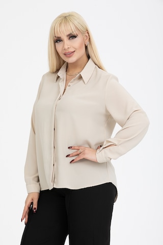 Pera Moda Jessica Büyük Beden Gömlek Taş