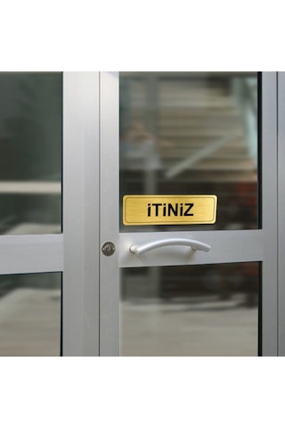Itiniz-çekiniz Metal Kapı Etiketi 20x6 Cm Gold