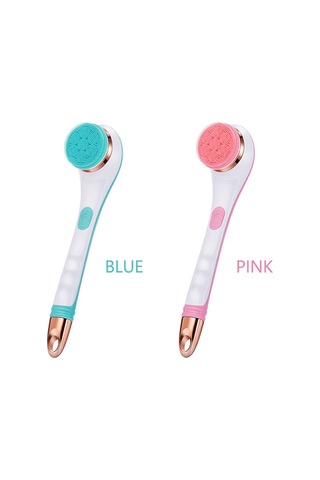 Ranyeek Usb Şarjlı Elektrikli Duş Fırçası - Uzun Saplı, 2 Hızlı, 360 Döner, 4 Fırça Başlı, Vücut Masajı Ve Temizliği İçin Ipx6 Su Geçirmez Mavi-mavi Çok Renkli