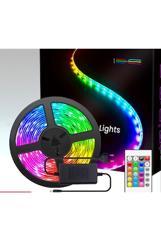 Rgb Şerit Led Set Kumandalı Adaptörlü Renk Renk Çok Renkli Led